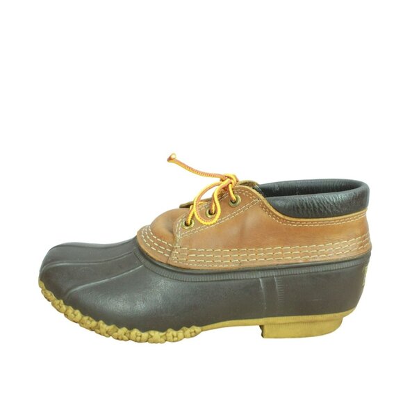 LL Bean Brown Leather Padded Collar Unlined Gumshoe Duck Boots Size 8 M - Picture 1 of 9